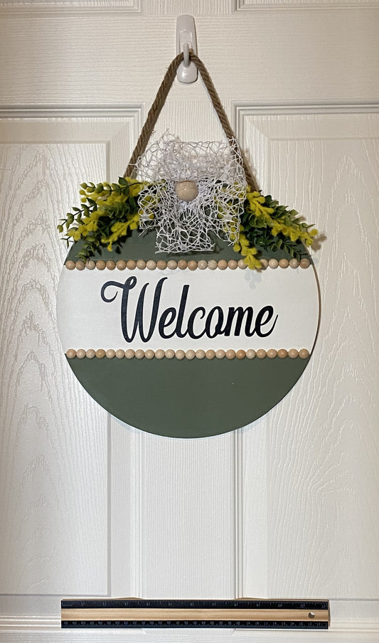 Handmade Craft / "Welcome" Hanging Décor Plaque