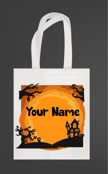 Halloween Treat Personalized Polyester Tote Bag - Single Sided - 12” x 14”