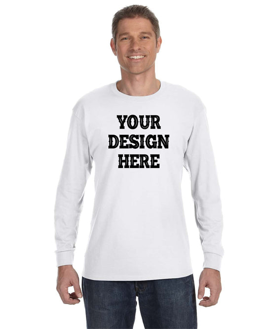 Classic Fit Long Sleeve Cotton Tee with Customer Design