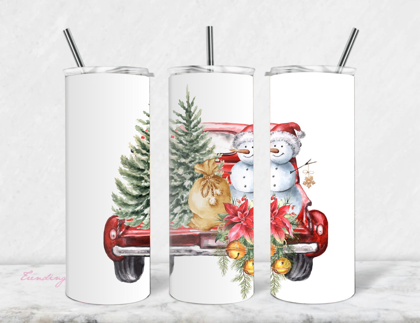 Xmas Pickup Truck Stainless Steel Vacuum Insulated Tumbler