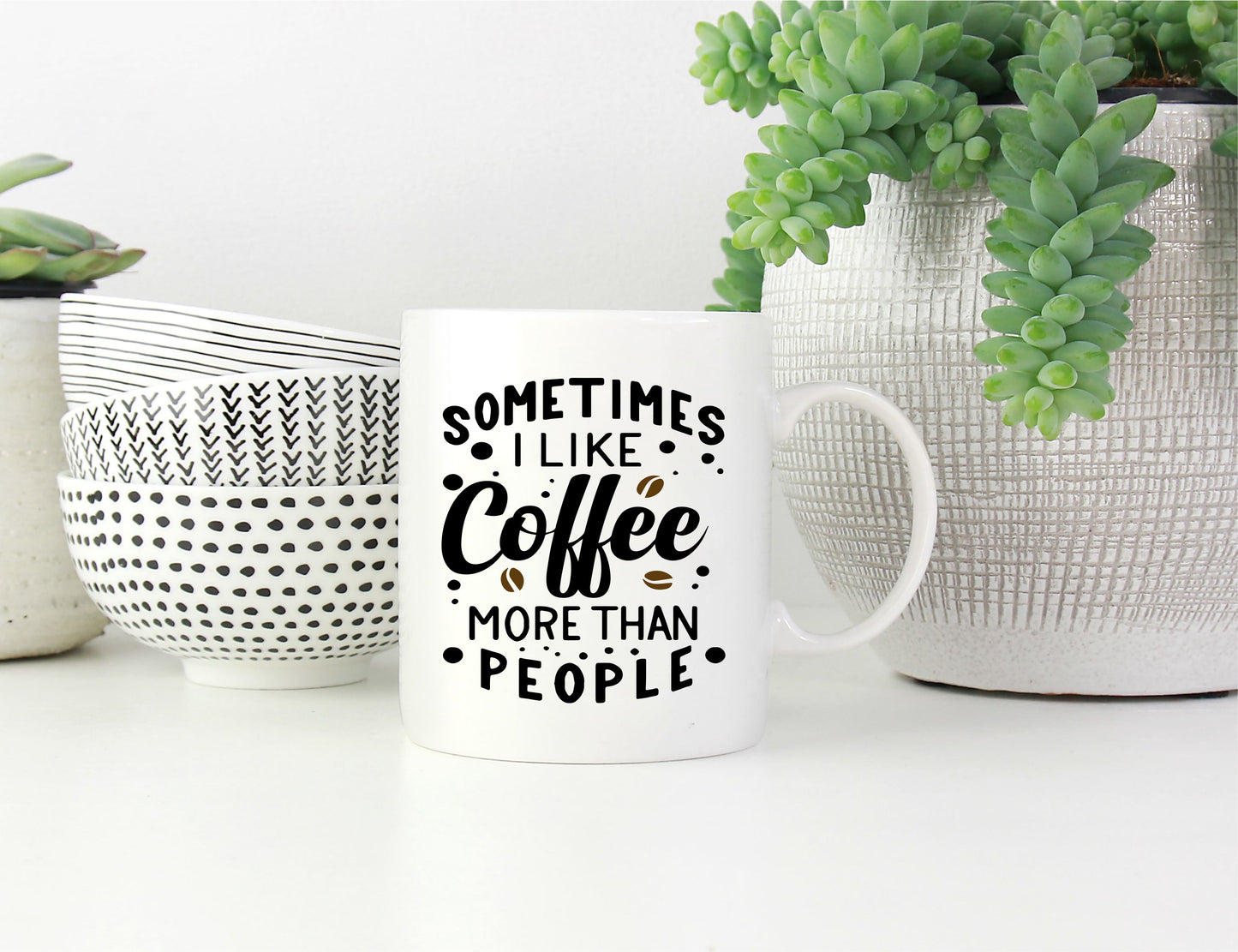 11oz Ceramic Mug with I Like Coffee More Than People ImageImage