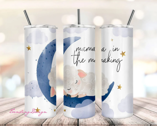 Mama in the making graphics on stainless steel skinny tumbler