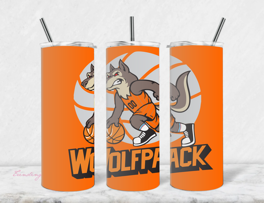 Wolfpack Basketball Design on Stainless Steel Skinny Tumbler